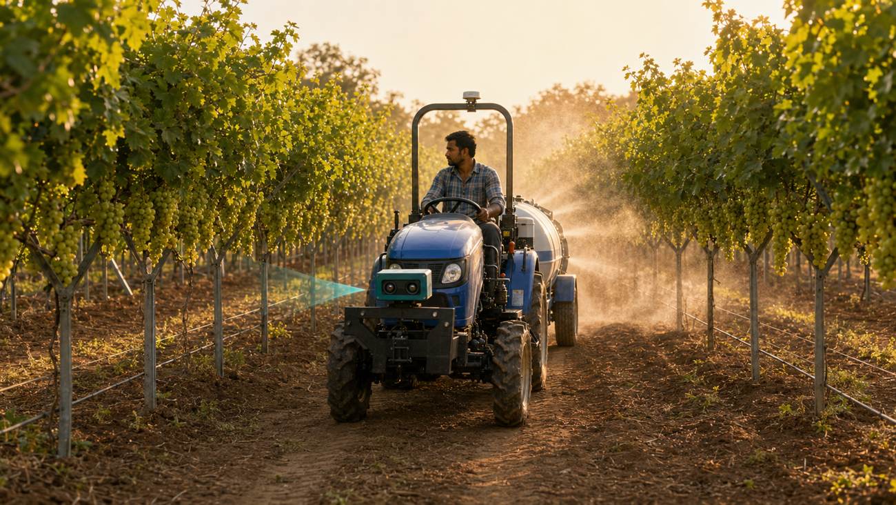 SmartSpray in a Nashik vineyard